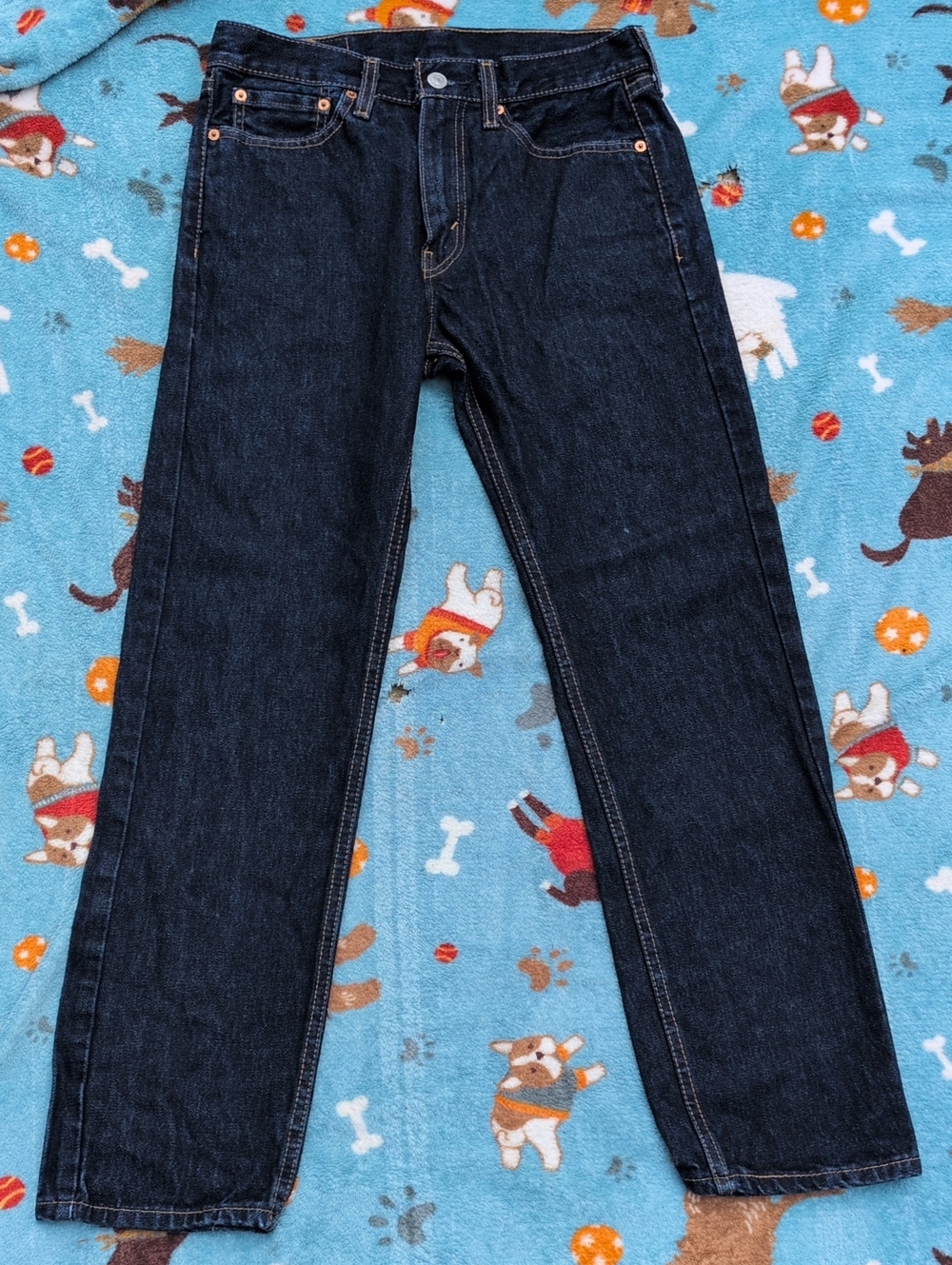 Men's Levi's 505 Dark Blue Straight Leg Jeans 29w 30l